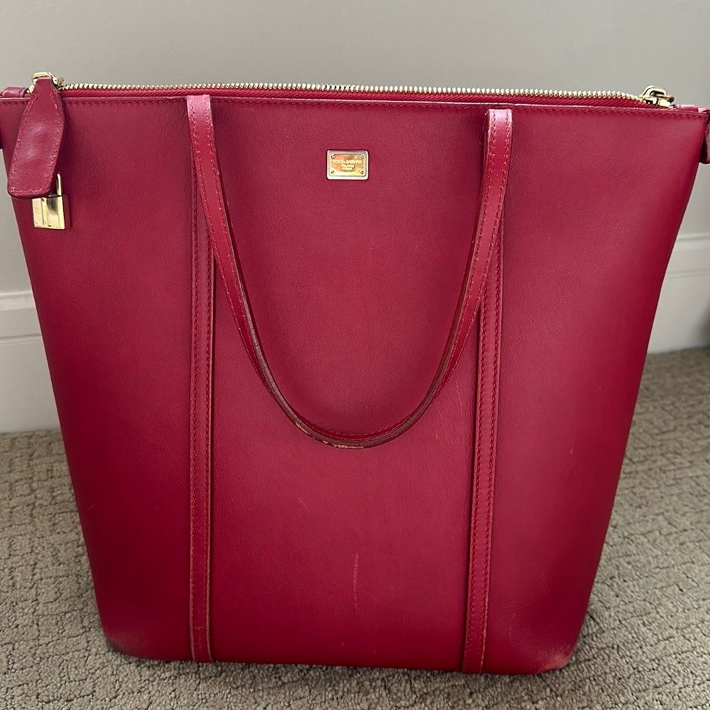Dolce & Gabbana leather shopping tote bag
